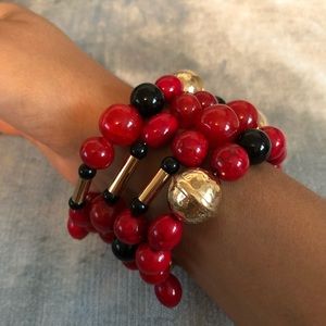 Chico’s statement red/ gold bracelet